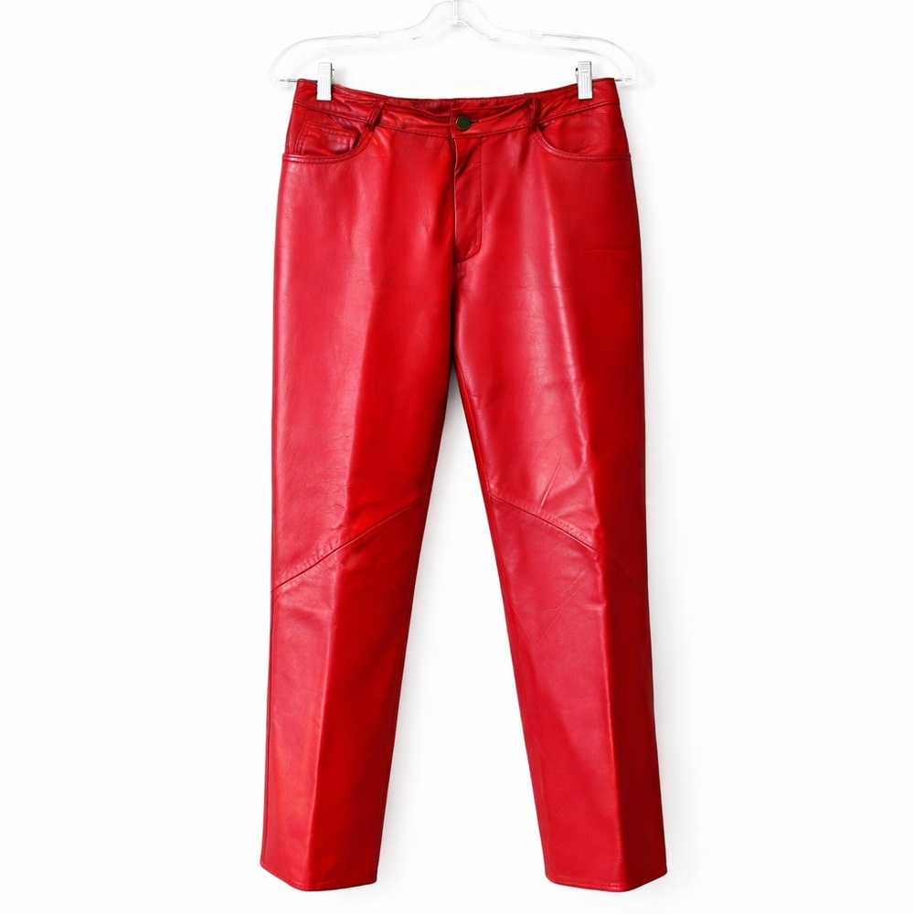 Vintage Willi Smith Red Leather Pants – Size 10 (28” Waist)